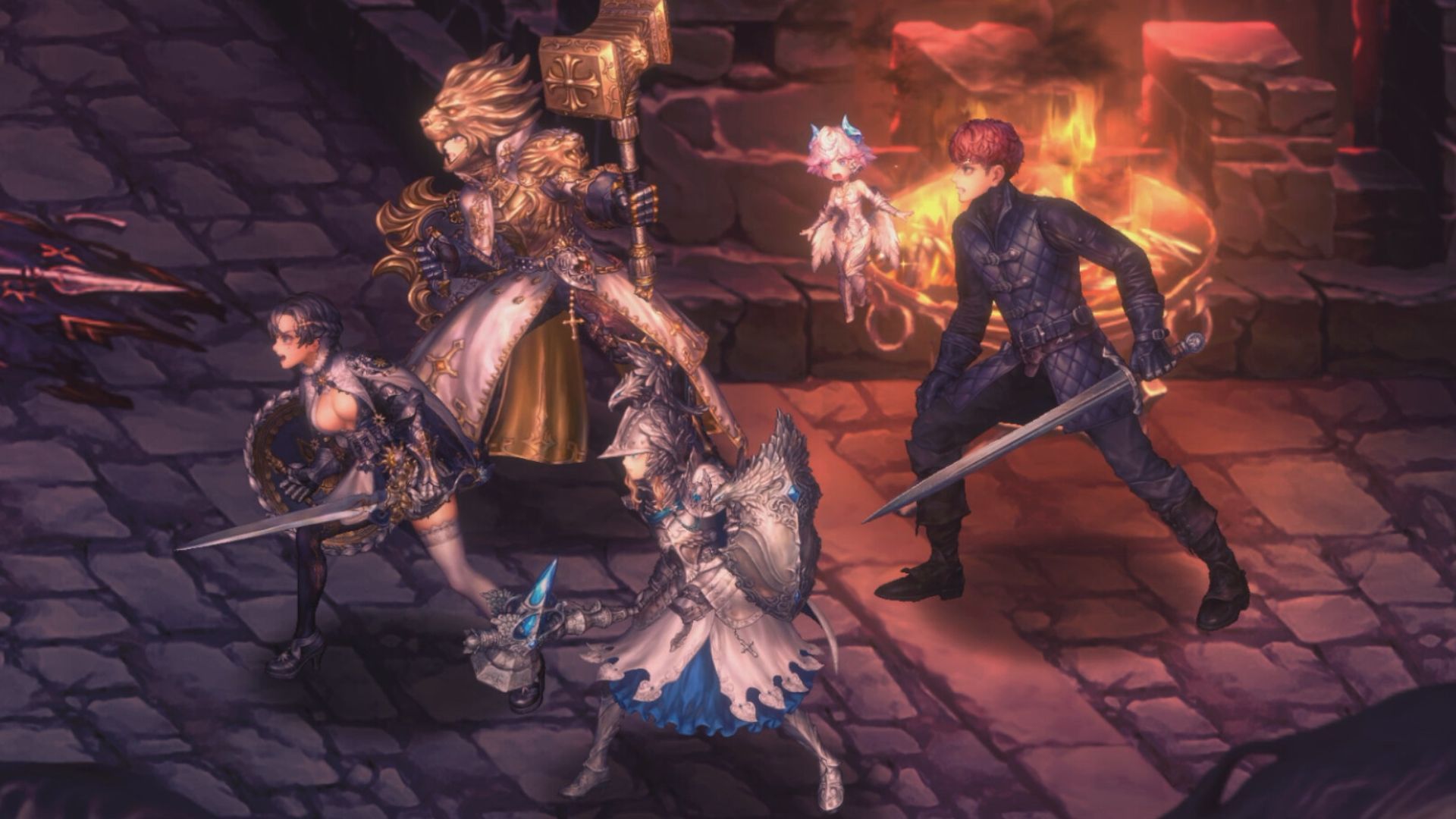 The party showing off their weapons - ASTRA Knights of Veda