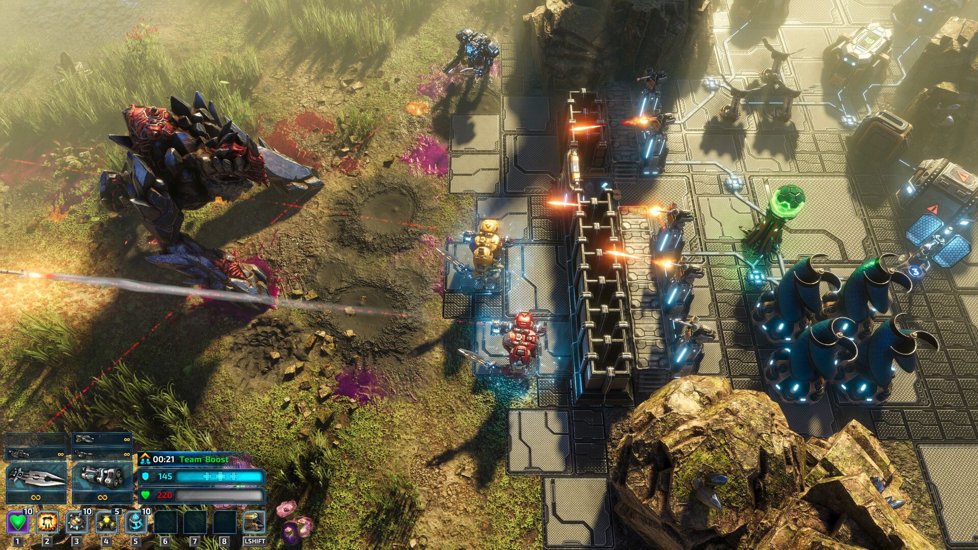 The Riftbreaker defending base