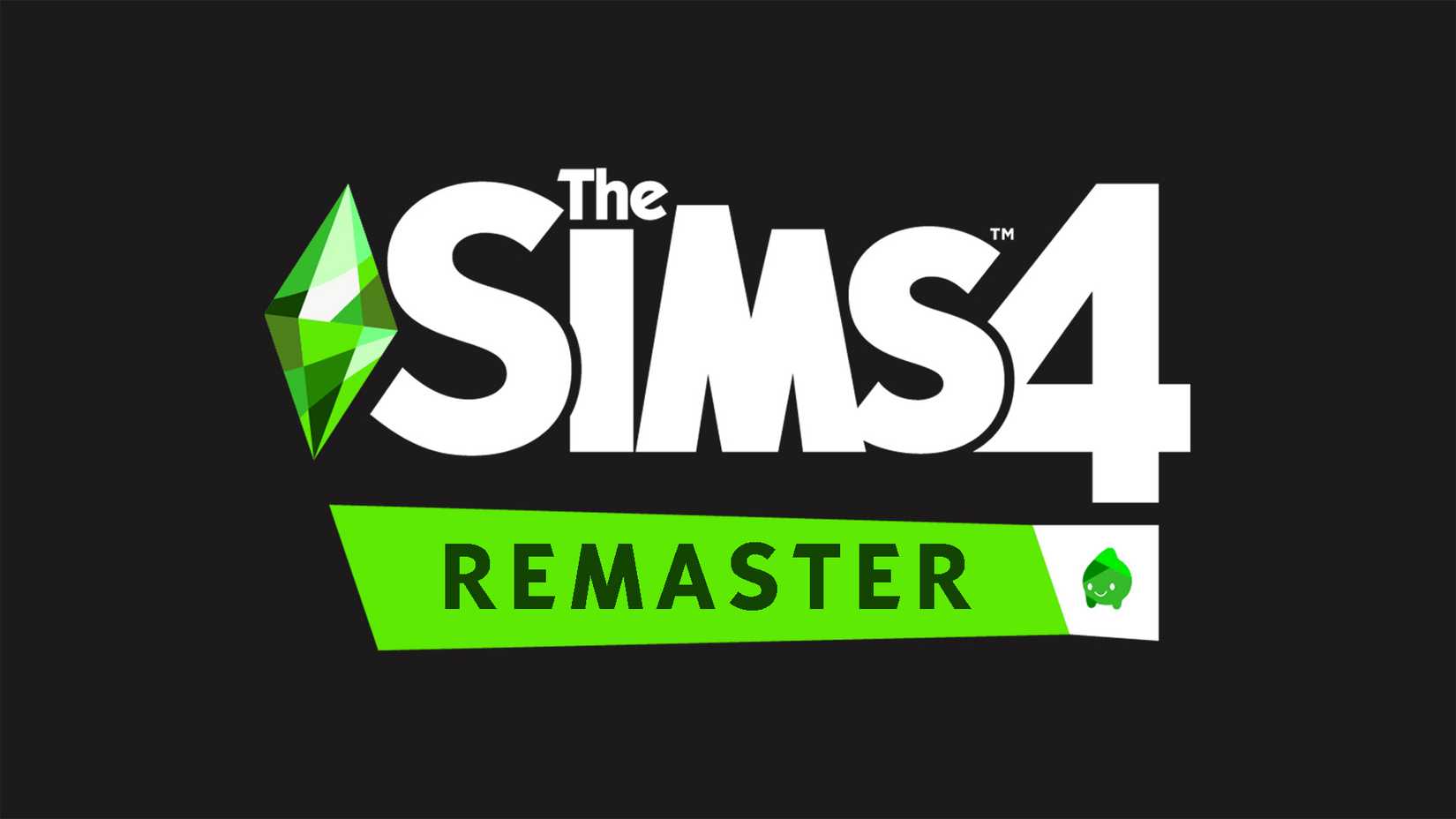 The Sims 4 Remaster mockup logo dark gray background