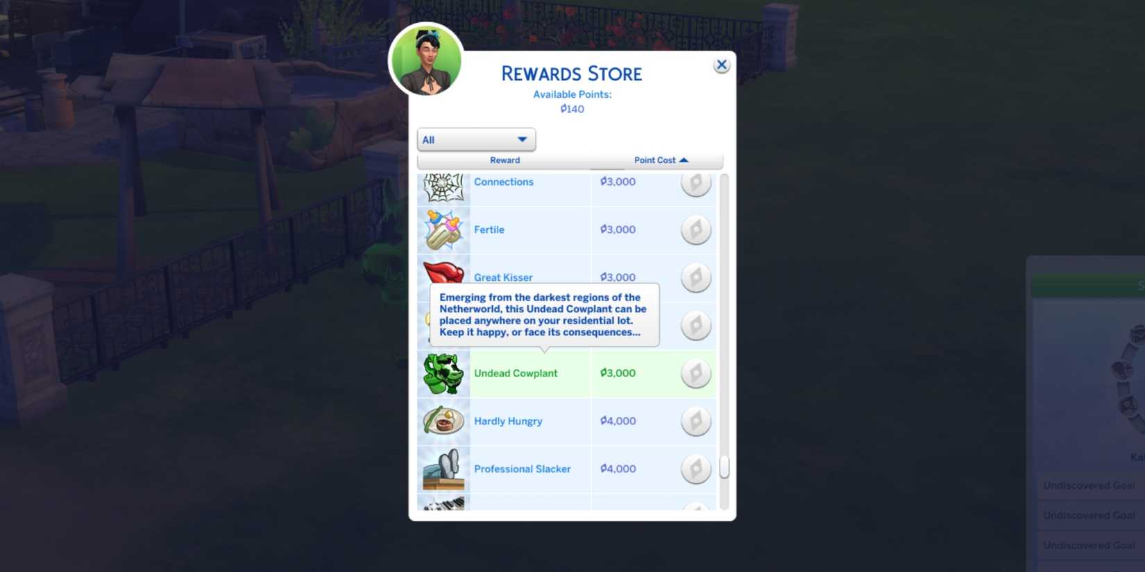 the sims 4 rewards store
