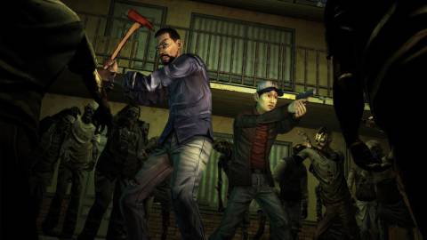 The Walking Dead - Lee and his friends fighting off some zombies pic 2