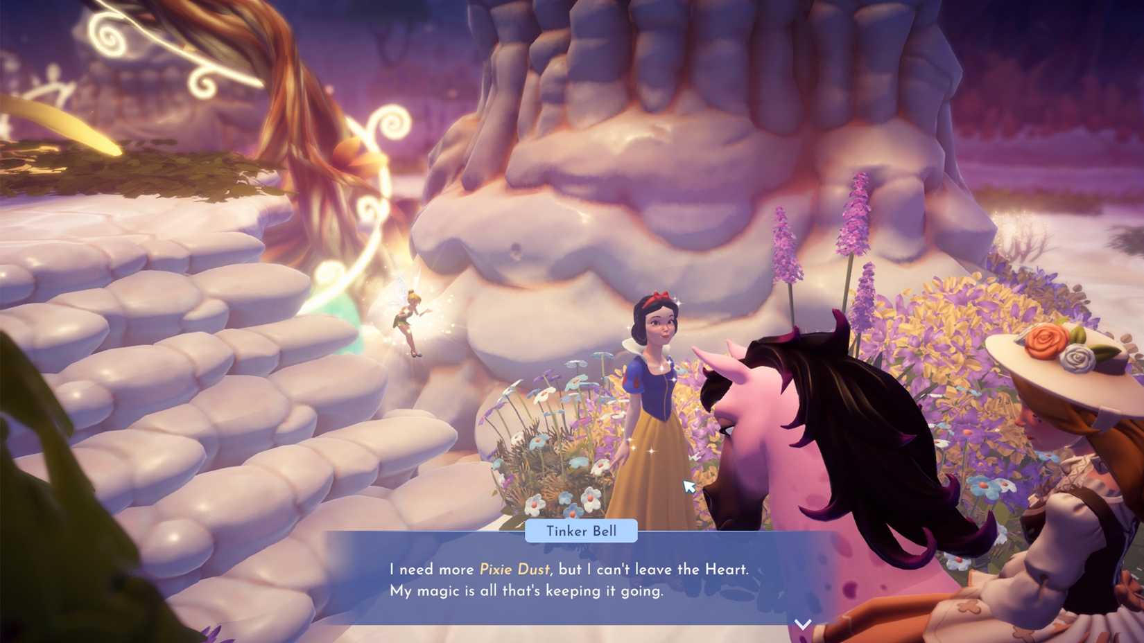 tinker bell asking for more pixie dust in ddv disney dreamlight valley