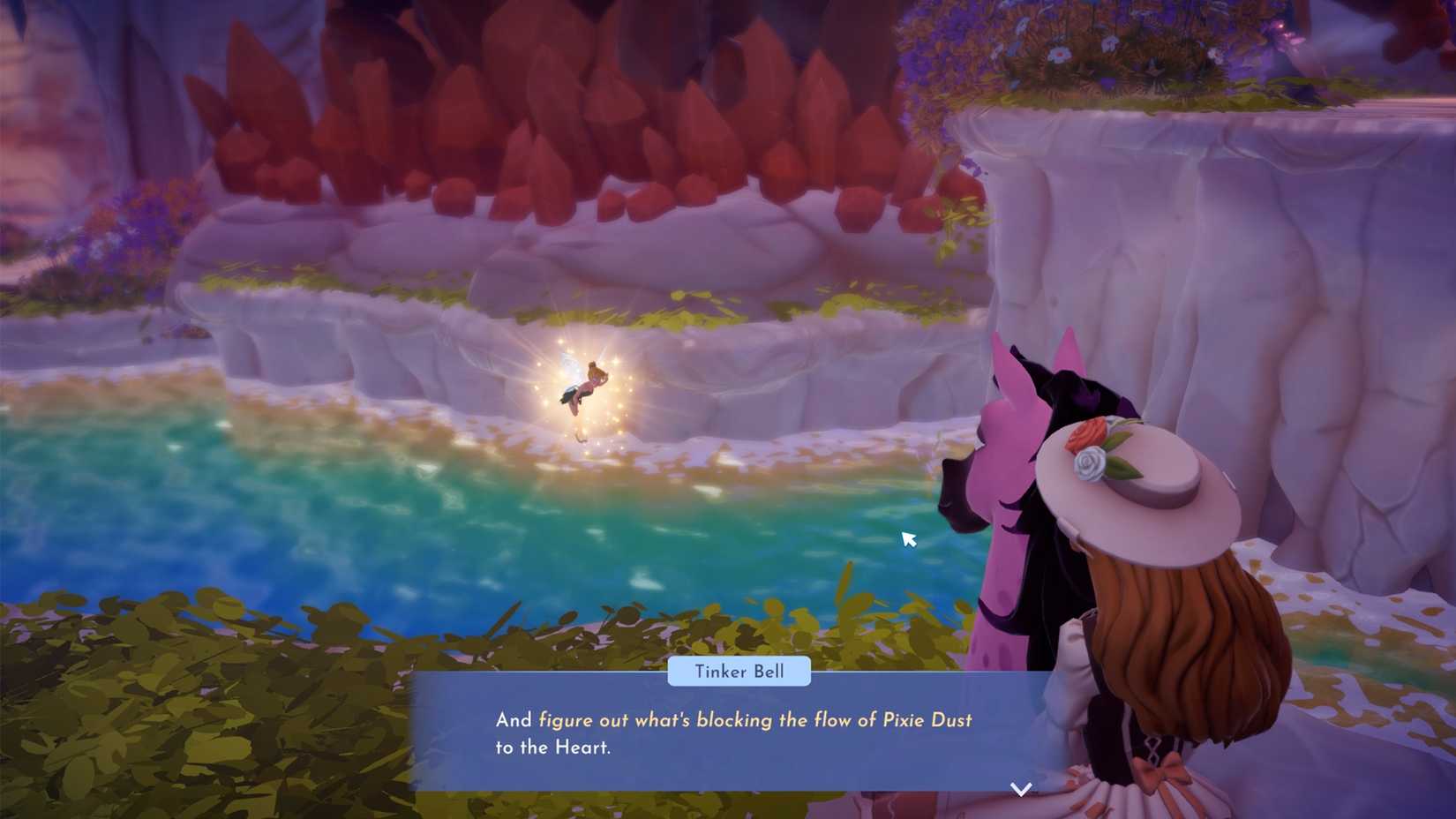 tinker bell criando um caminho em ddv disney dreamlight Valley