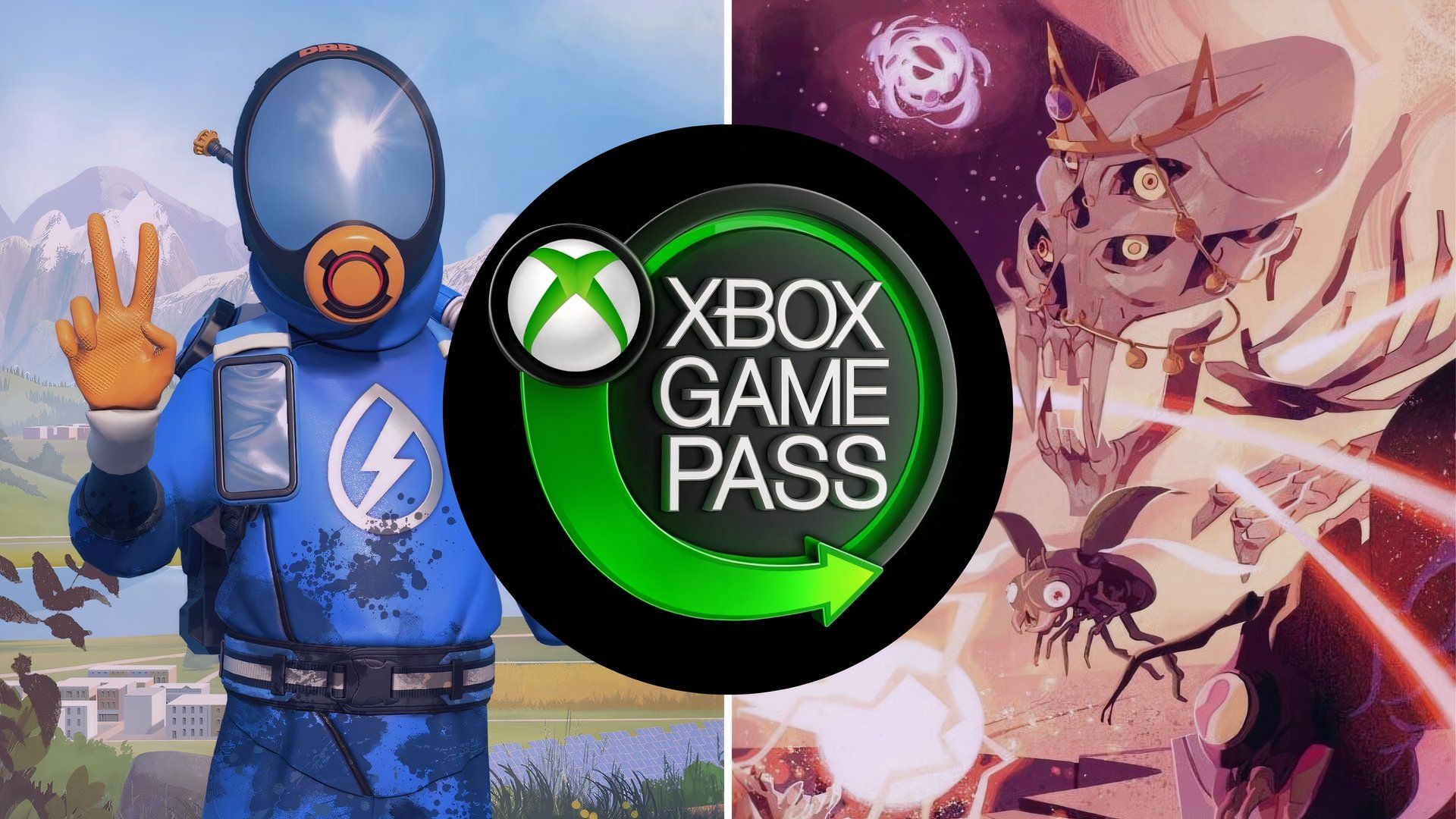 PowerWash Simulator 2 and Ball X Pit game covers behind Xbox Game Pass logo