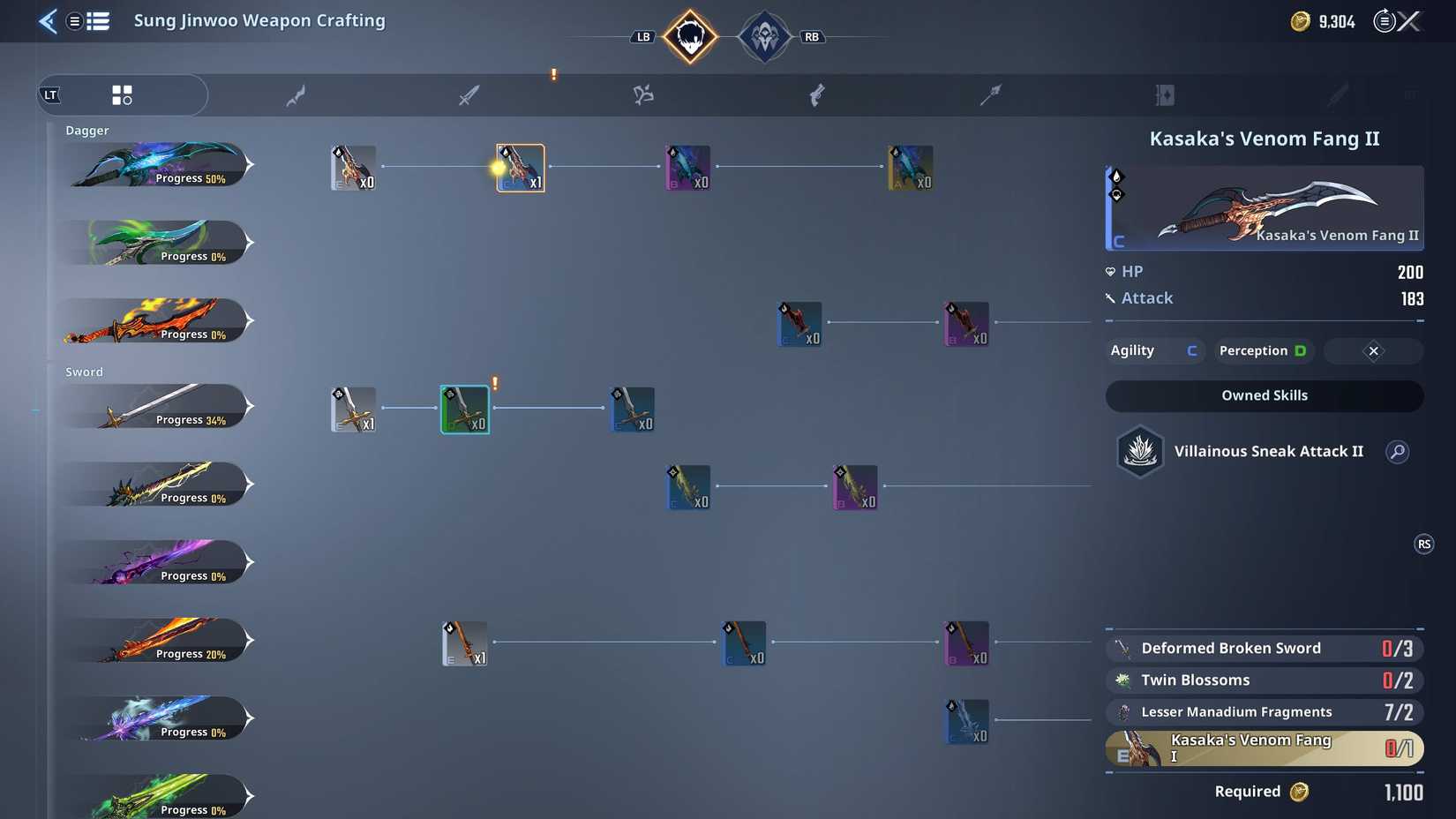 Menu Upgrade Senjata di Solo Leveling Arise Overdrive