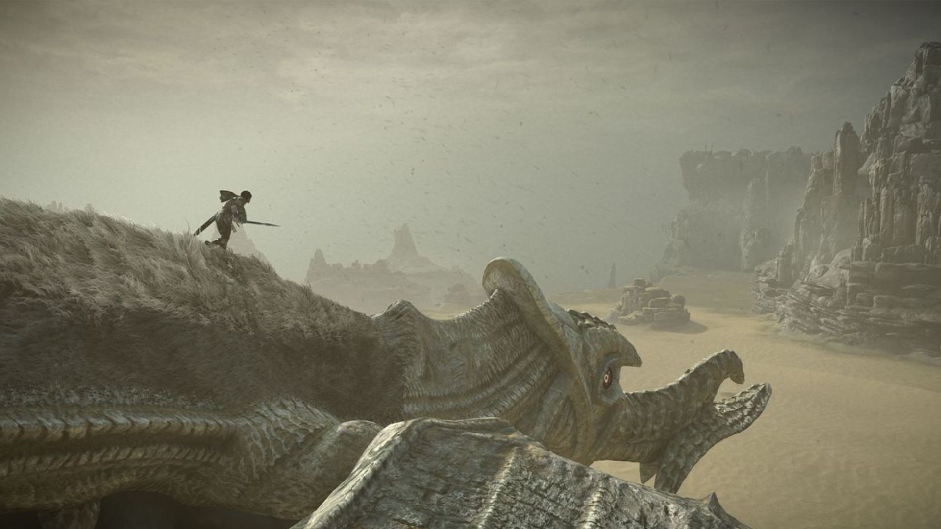 Walking through a flying colossus' back - Shadow Of The Colossus