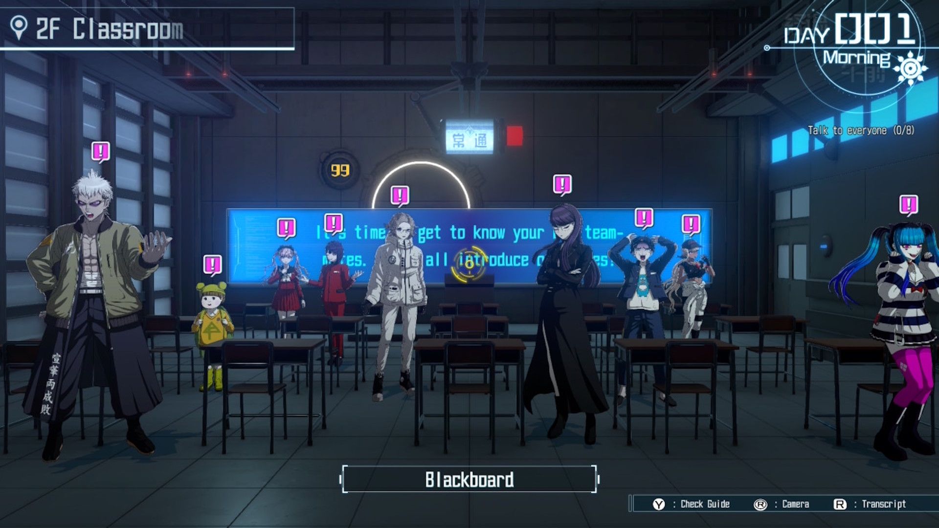 Your classroom filled with characters in The Hundred Line Last Defense Academy