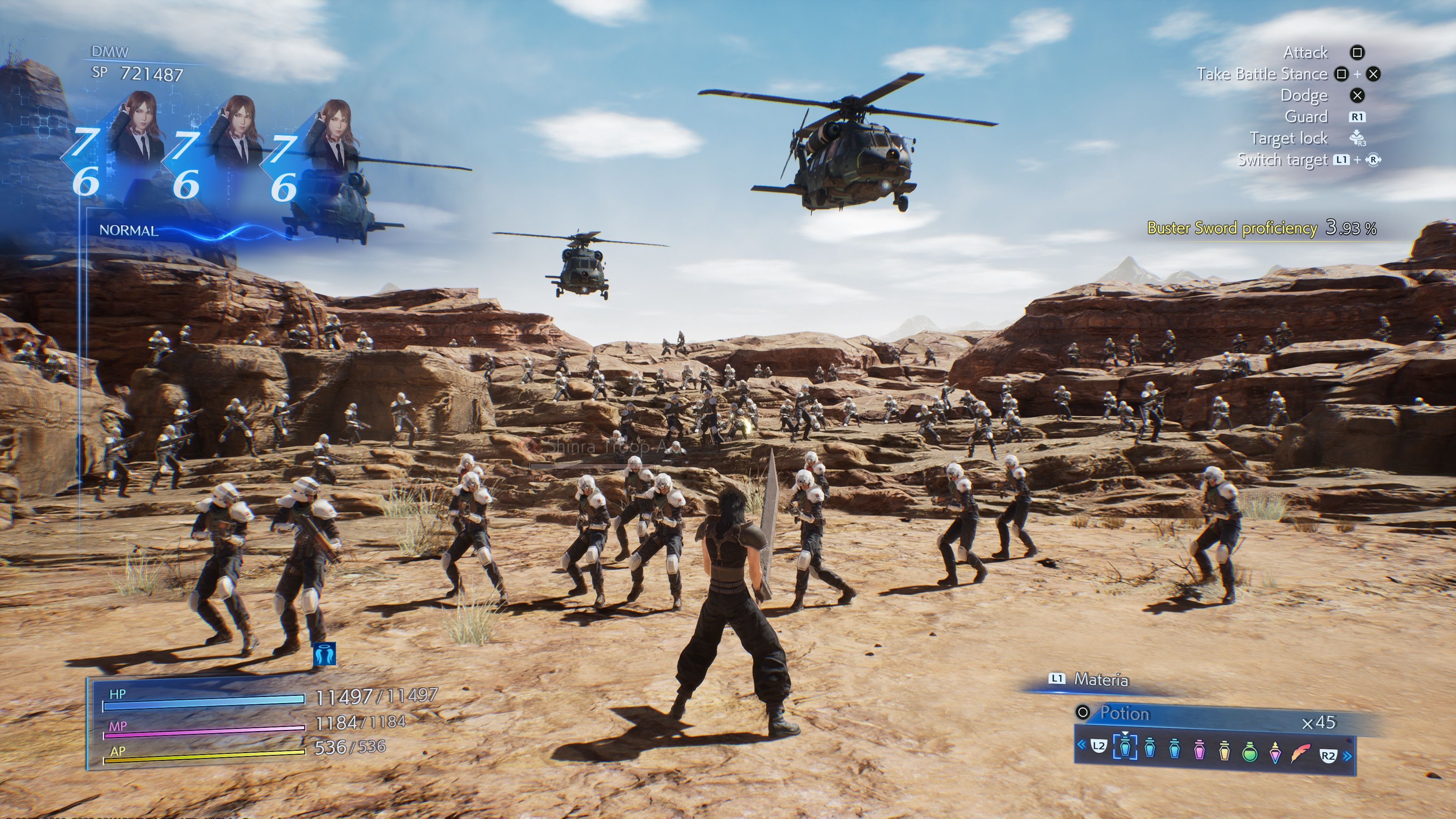 Zack facing soldiers in Crisis Core Final Fantasy 7 Reunion