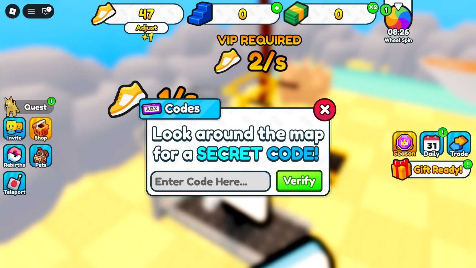 1 Step = $1 the codes tab