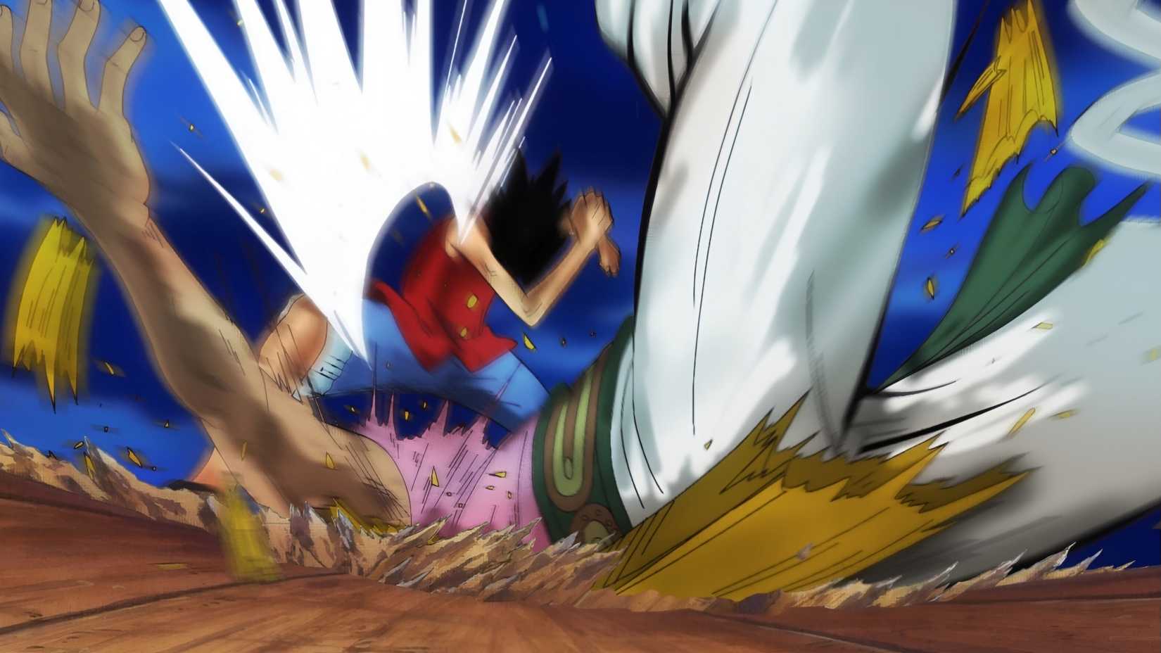 Luffy punches Bellamy