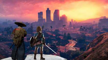 11 Best Open-World Games To Switch Off Your Brain While Playing GoT Jin and Zelda's Link looking over Los Santos