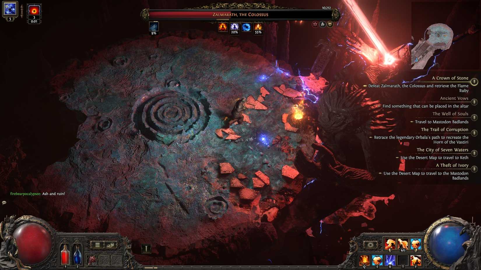 PoE2 Druid fighting Colossus boss