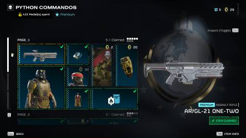 HD2 underbarrel grenade launcher rifle Warbond Screen