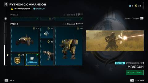 HD2 minigun Warbond Screen