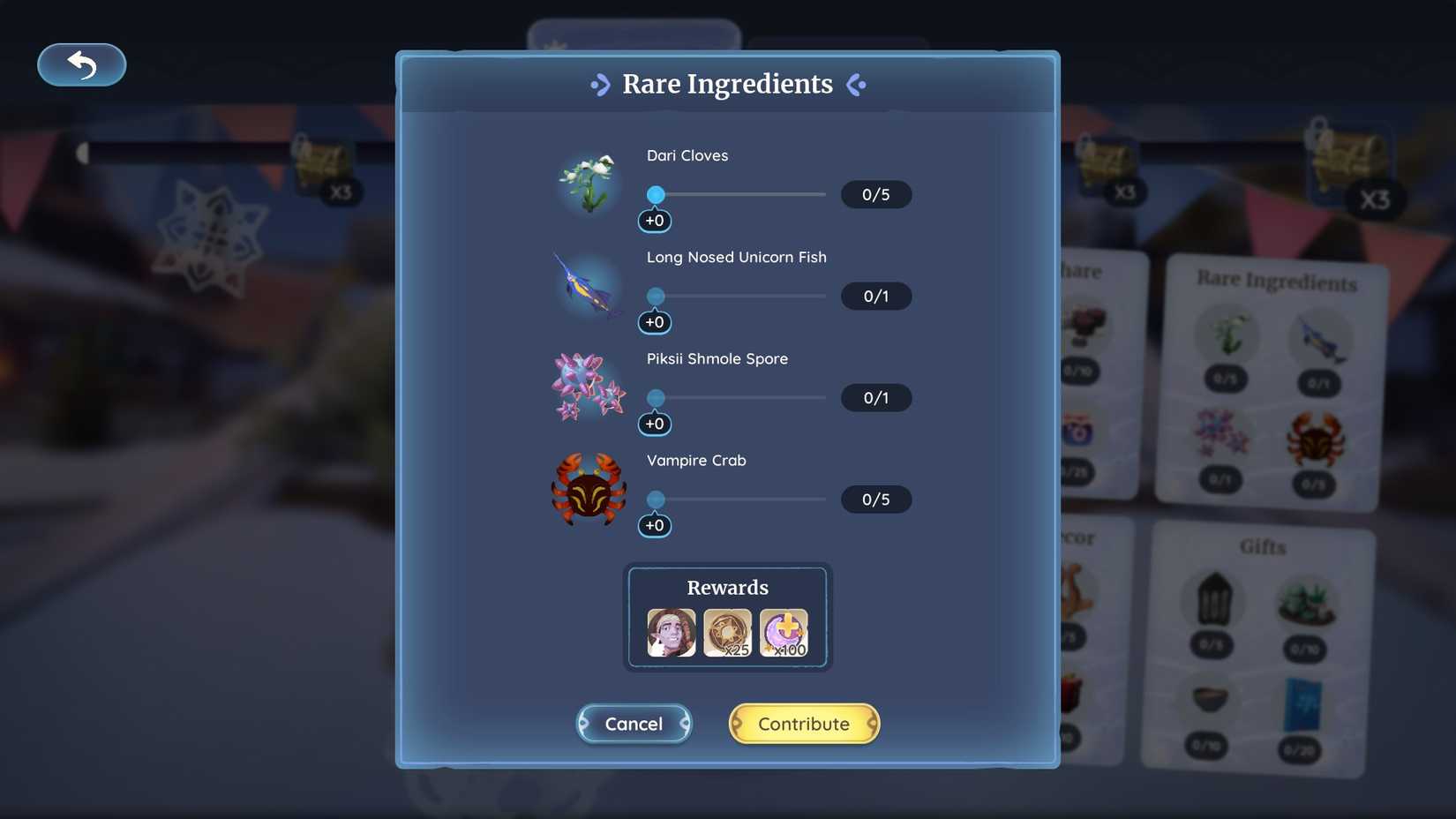 The Rare Ingredients Bundle from the Palia Winterlights Bundle Board