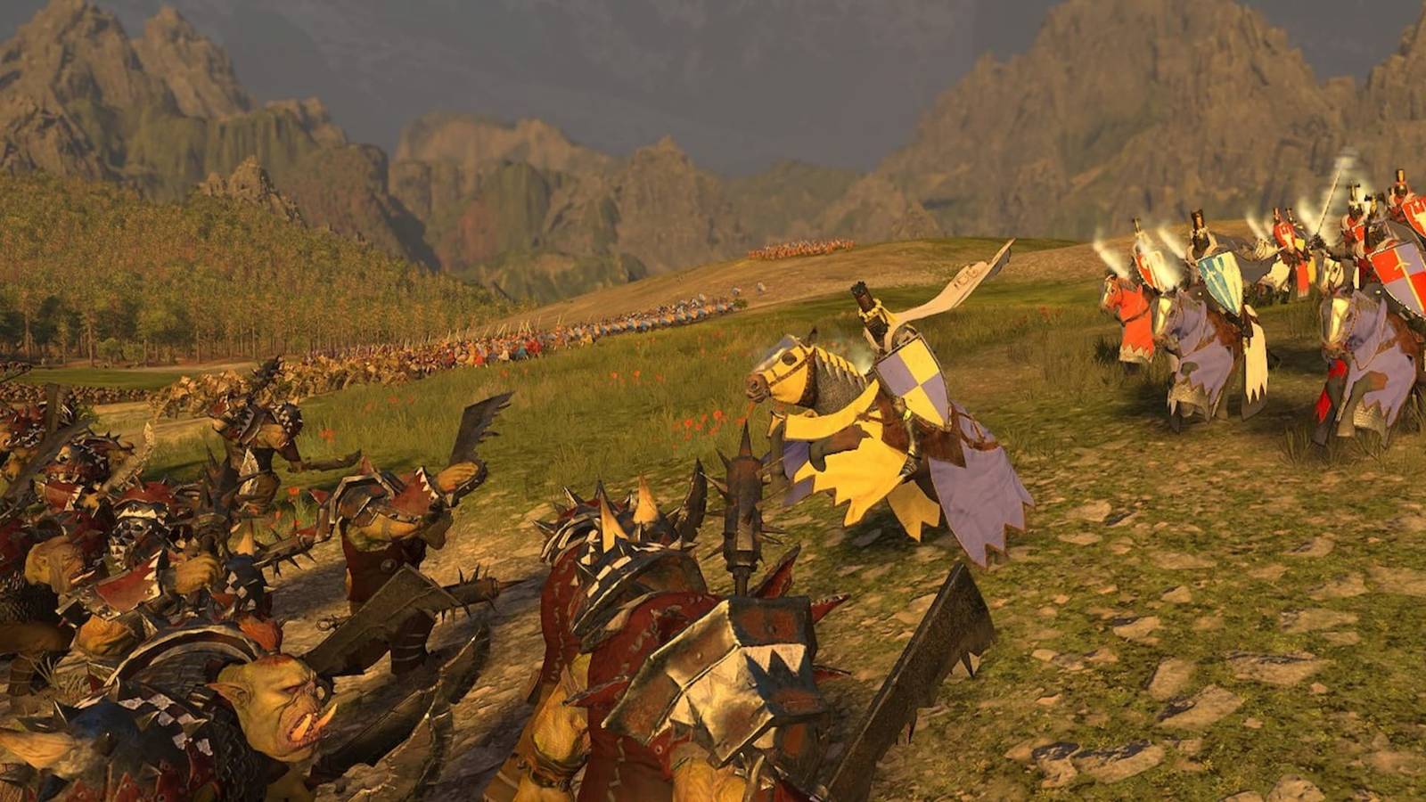 TWW3 Grail Guardians fighting Orks