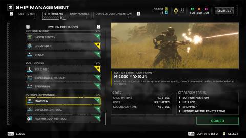 HD2 minigun stratagem screen