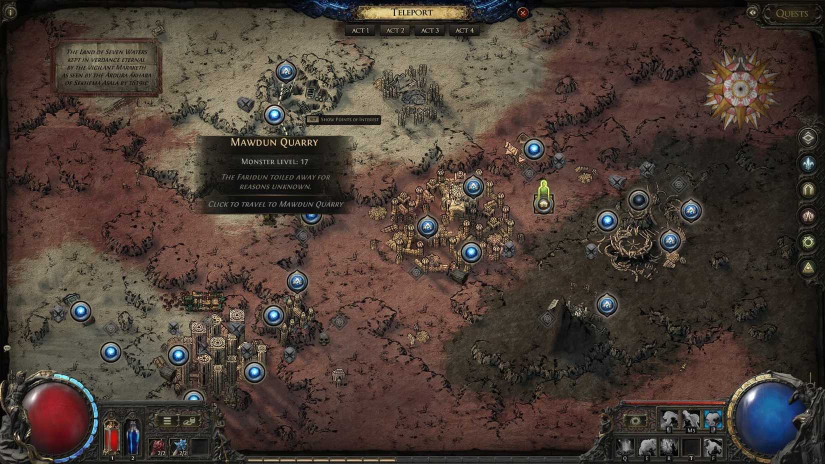 PoE2 Mawdun Quarry world map