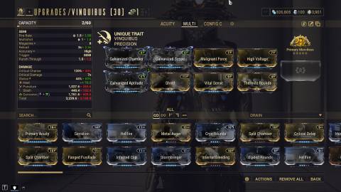Warframe Vinquibus Rifle Multishot build