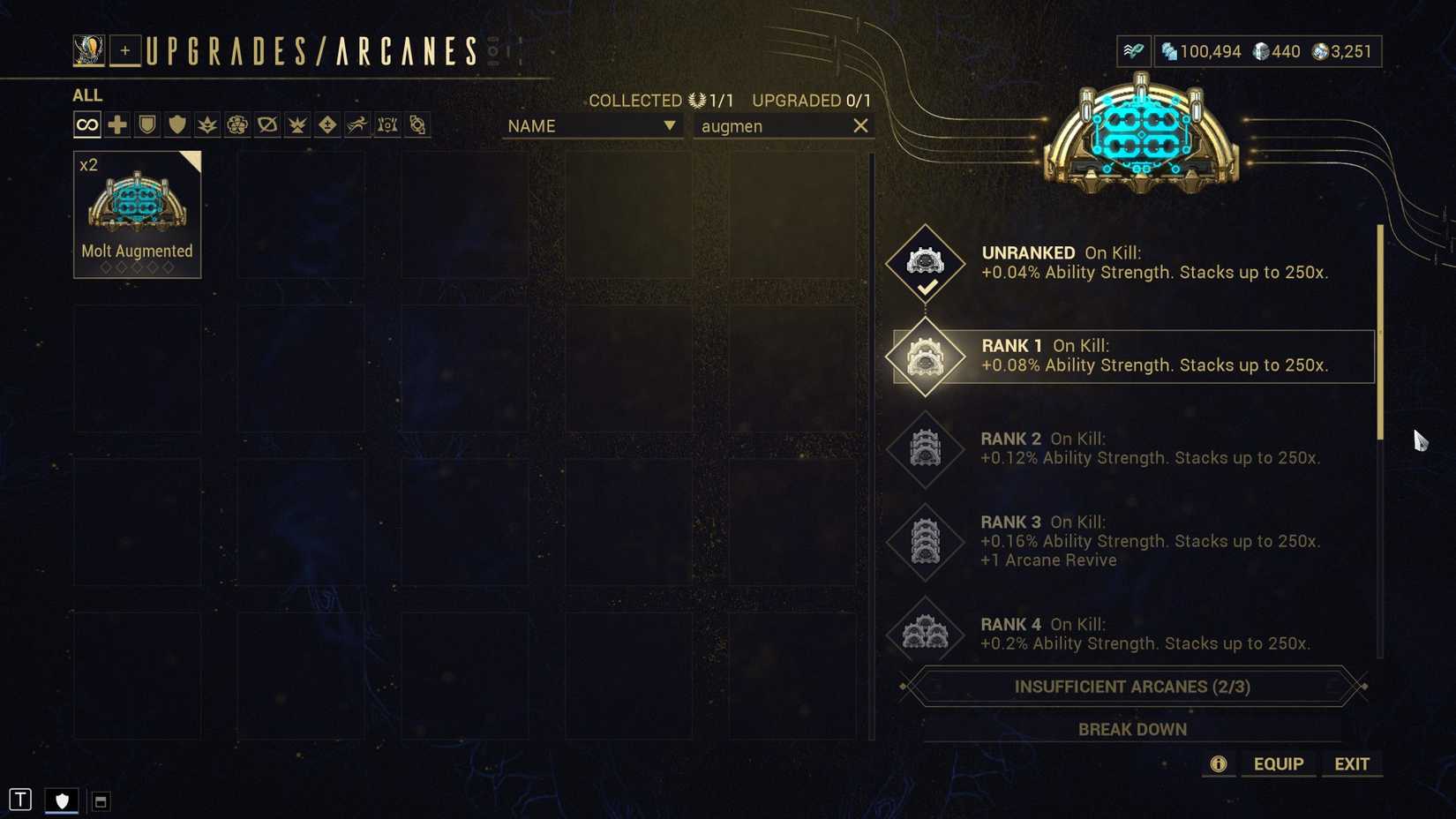 Warframe Arcane Camisado