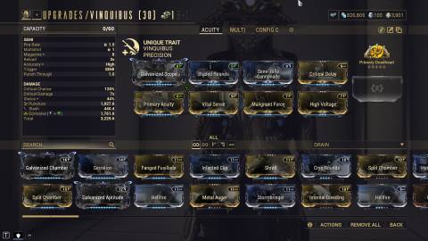 Warframe Vinquibus Rifle Acuity build