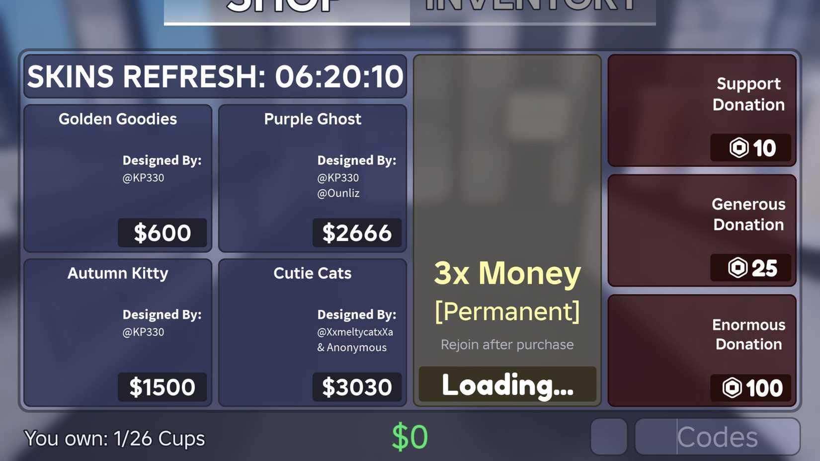 A Niche Barista Game the codes tab