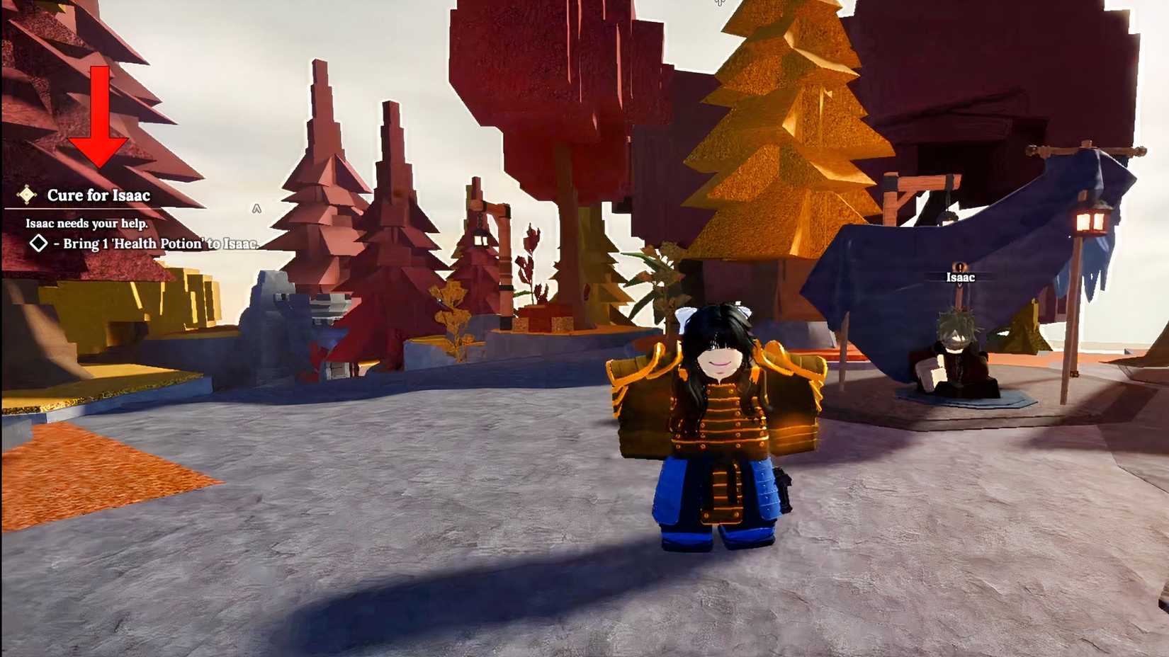 roblox character completing cure for isaac quest in forge