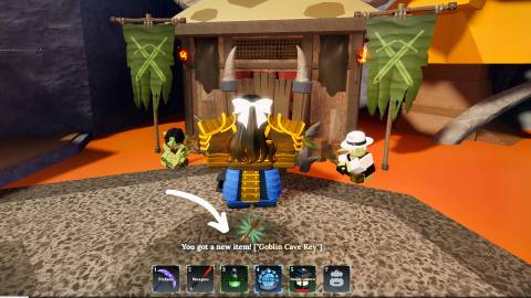 a roblox character found the goblin cave key in the forge
