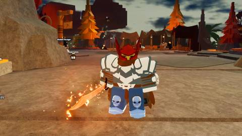 a roblox character holding a cutlass in his hands in the game the forge