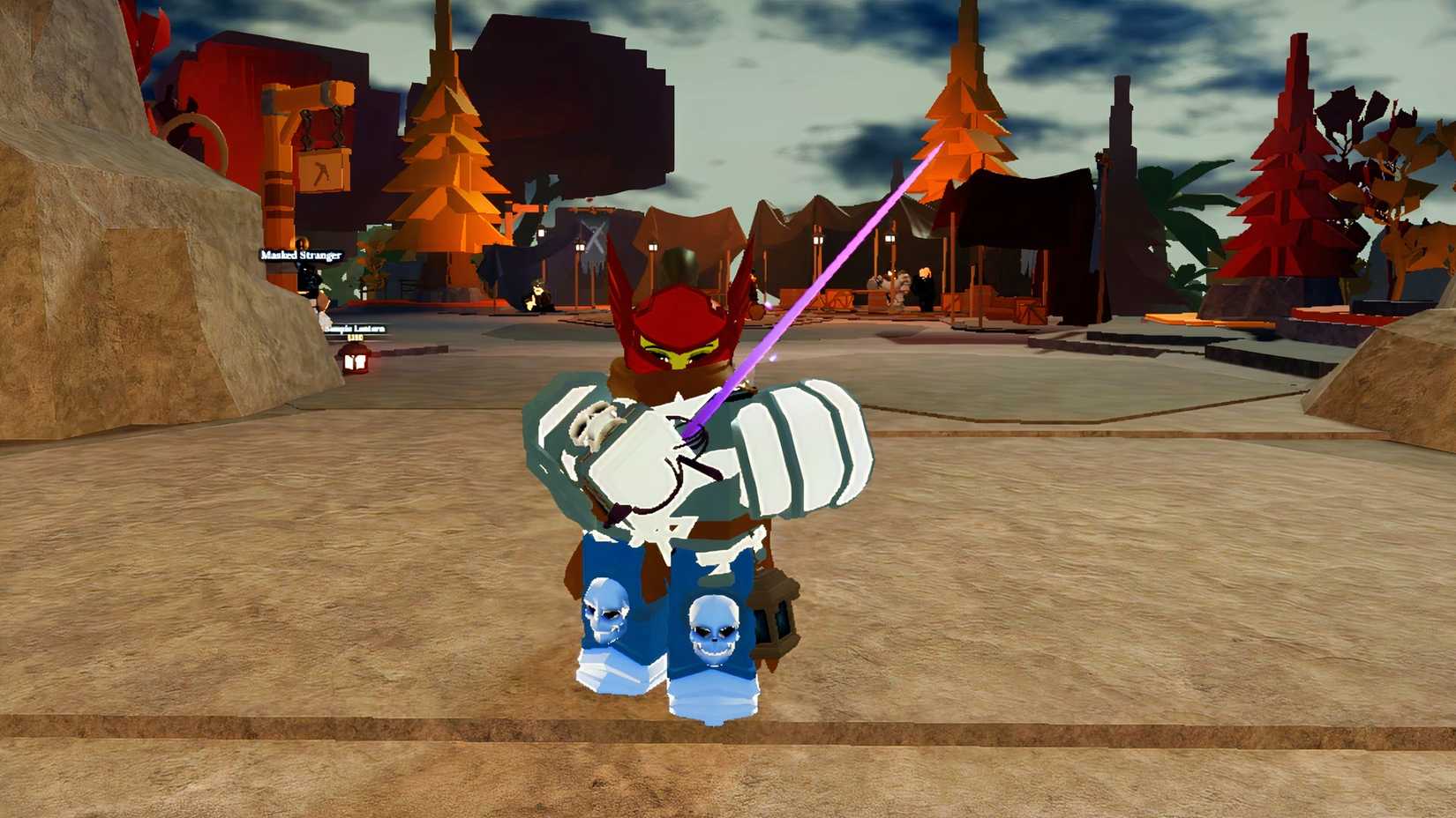 a roblox character holding a rapier in his hands in the game the forge