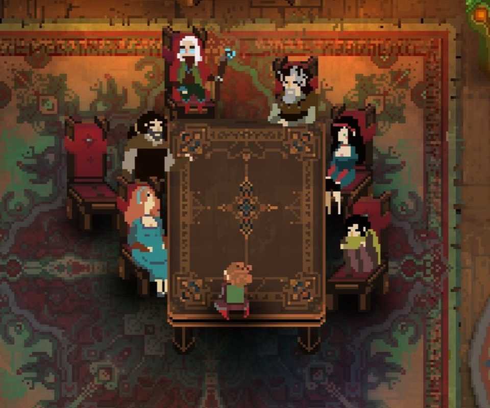 A scene featuring characters around a table in Children Of Morta