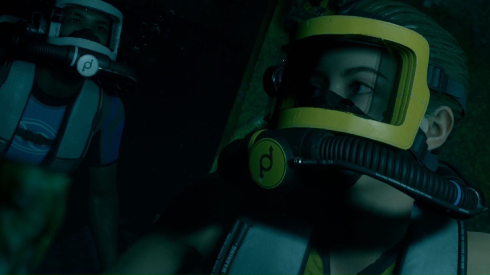 A scene featuring characters deep sea diving in The Dark Pictures Anthology Man Of Medan