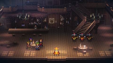 A scene featuring characters in a Wild West setting in Live A Live (2022)