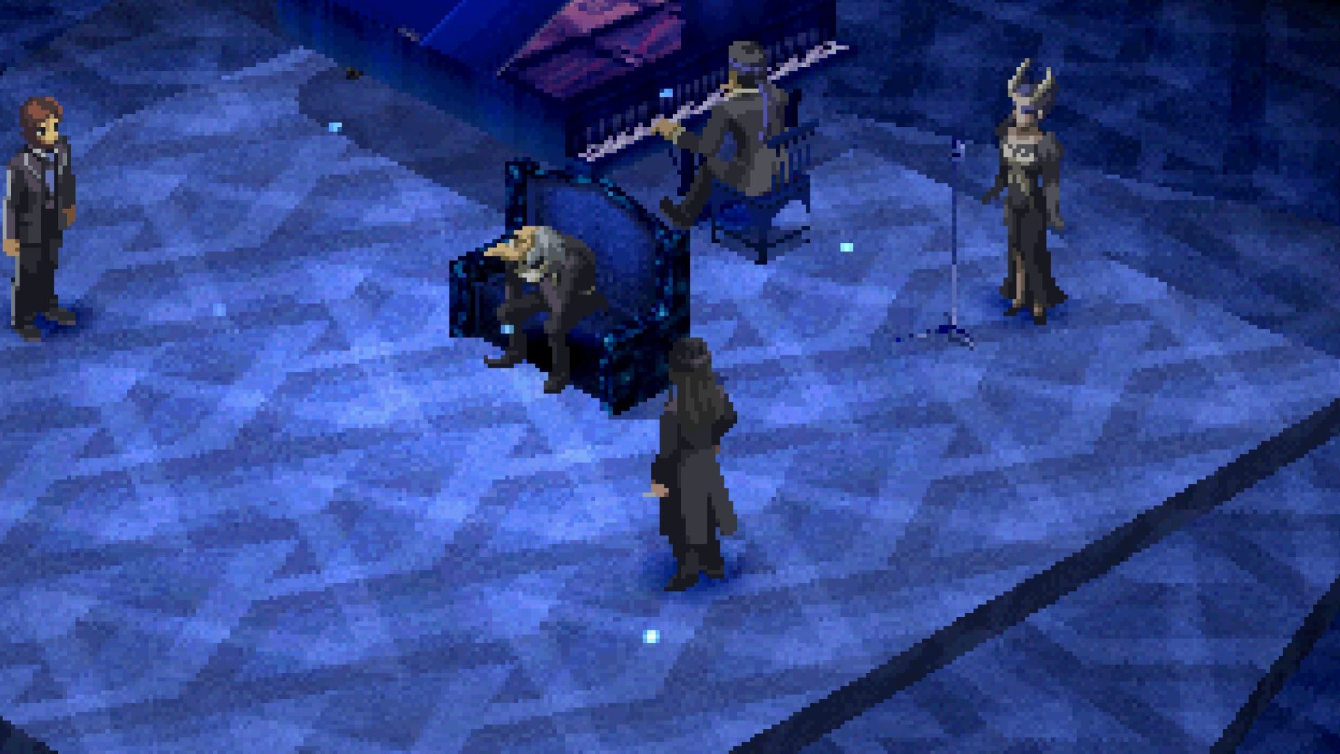 A scene featuring characters in Persona 2 Innocent Sin