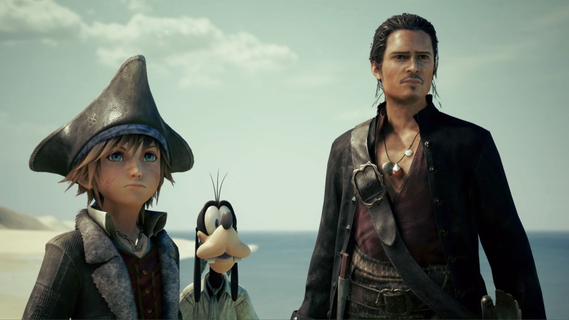 A scene featuring characters in Tortuga in Kingdom Hearts 3 (2019)