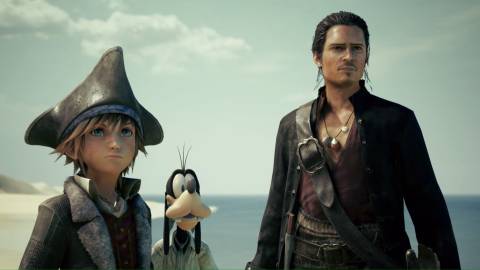 A scene featuring characters in Tortuga in Kingdom Hearts 3 (2019)