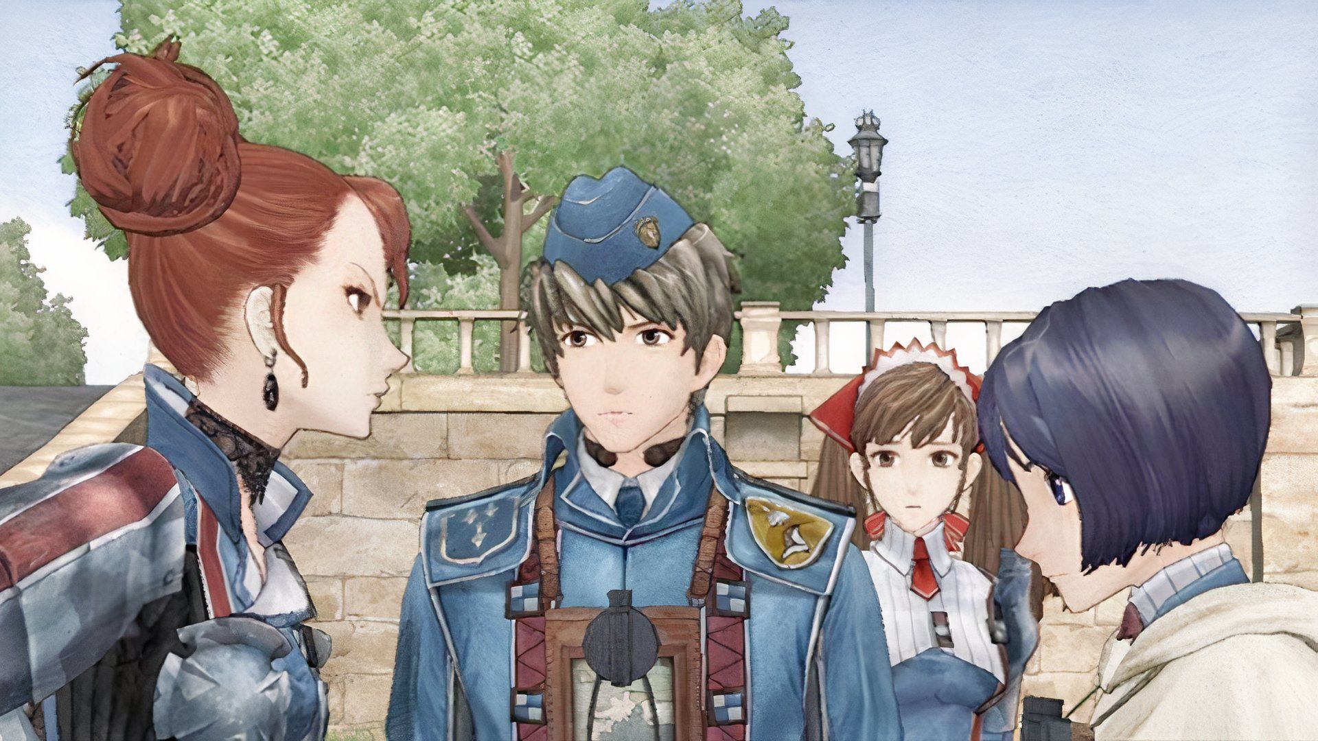 A scene featuring characters in Valkyria Chronicles