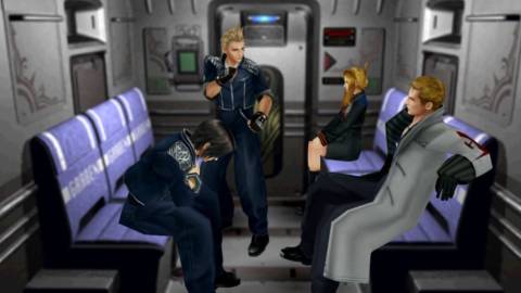 A scene featuring characters on a train in Final Fantasy 8 (1999)