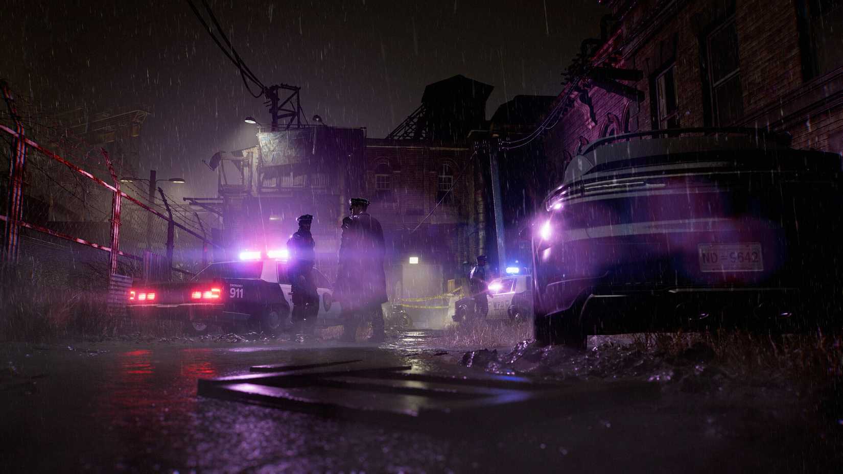 A scene featuring cops outside in Resident Evil Requiem