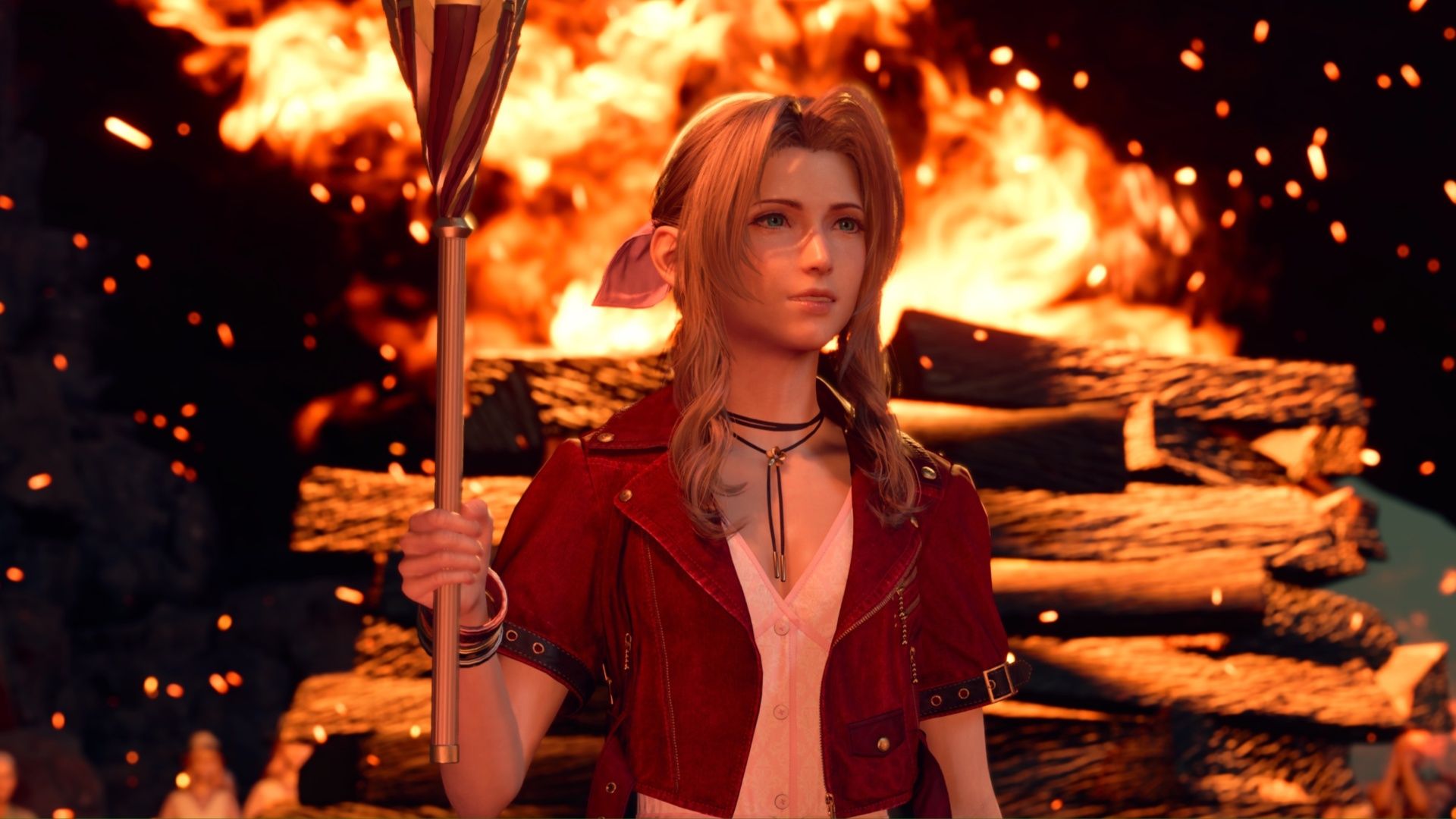 Aerith membawa obor dalam Final Fantasy 7 Rebirth