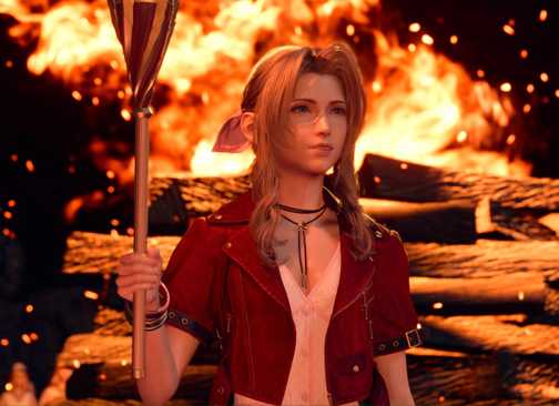 Aerith membawa obor dalam Final Fantasy 7 Rebirth
