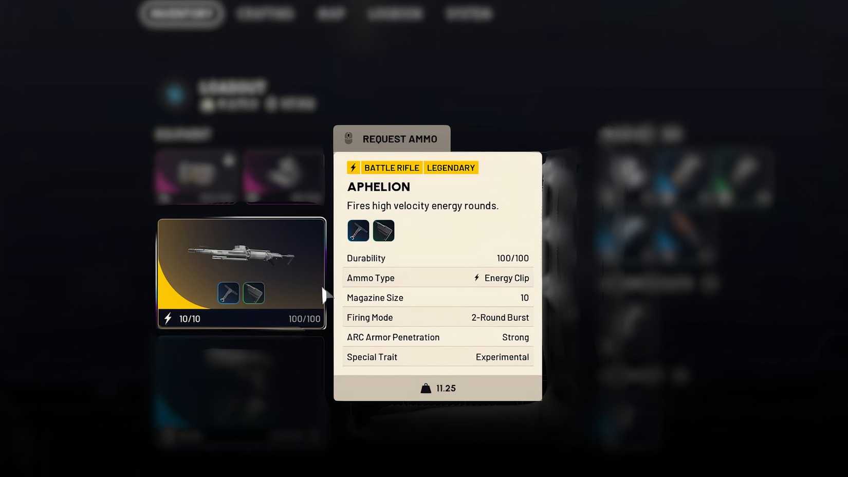 especificações do aphelion em arc raiders