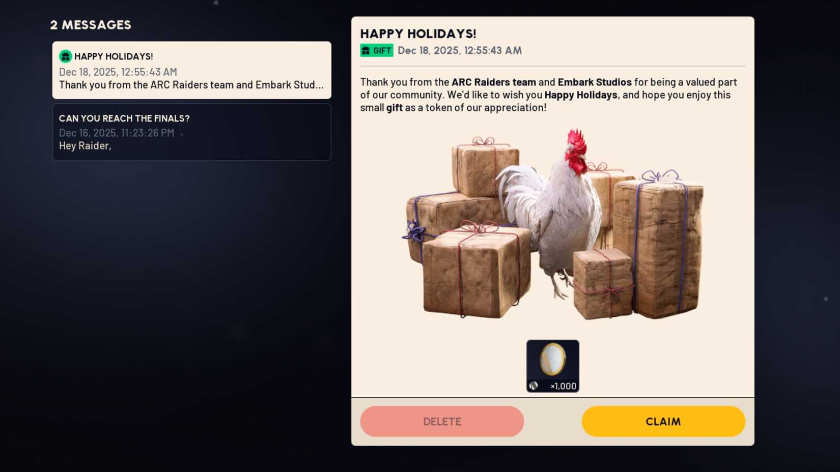 arc raiders free raider token gift for holidays