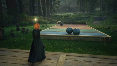 Attacking a ball with magic in Hogwarts Legacy (2023)