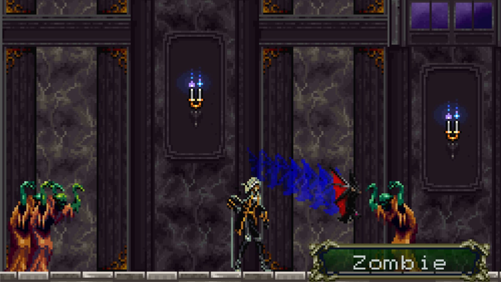 Attacking a zombie in Castlevania Symphony of the Night