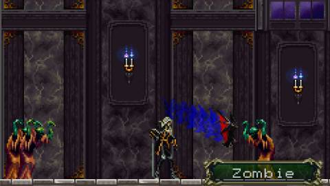 Attacking a zombie in Castlevania Symphony of the Night