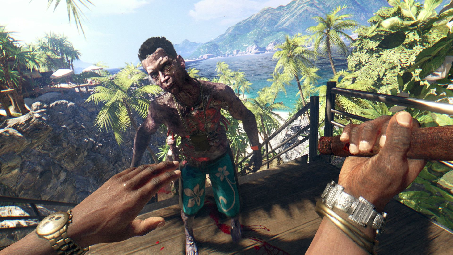 Attacking a zombie in Dead Island (2011)