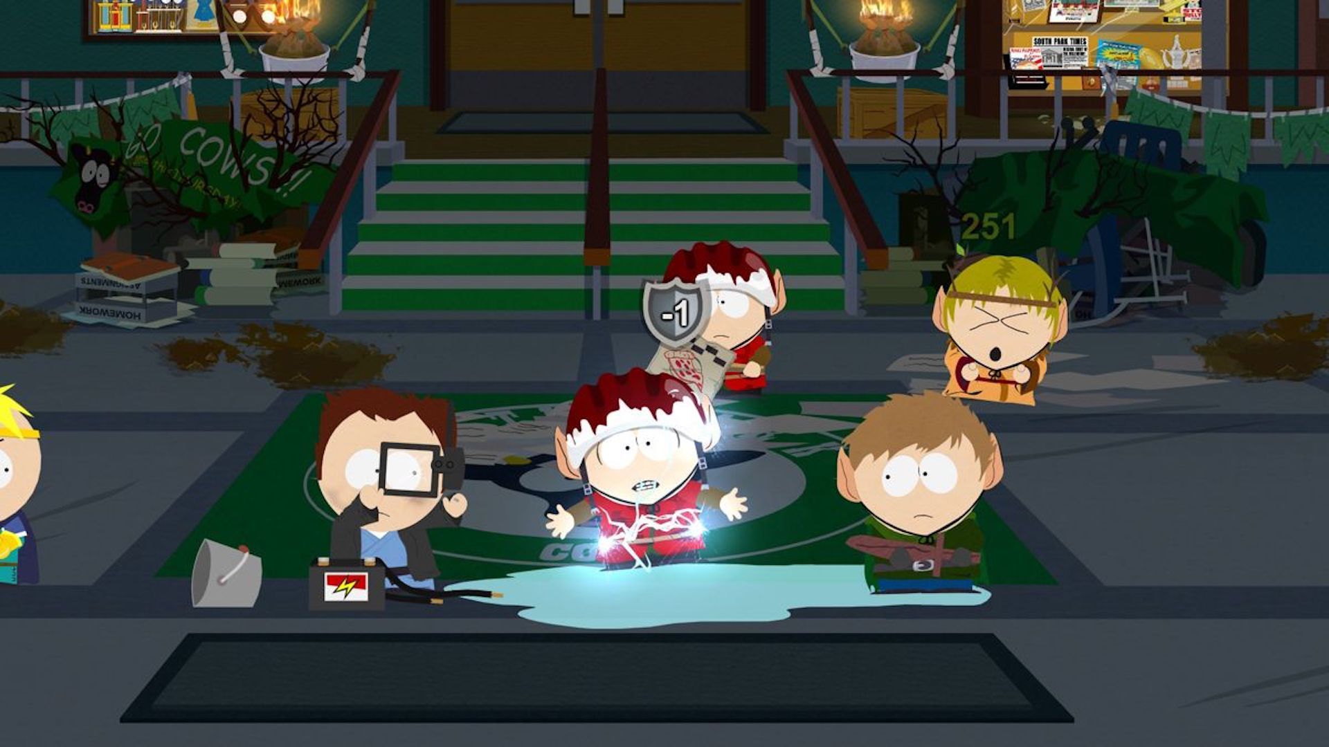 Attacking an enemy in battle in South Park The Stick Of Truth  in South Park The Stick Of Truth