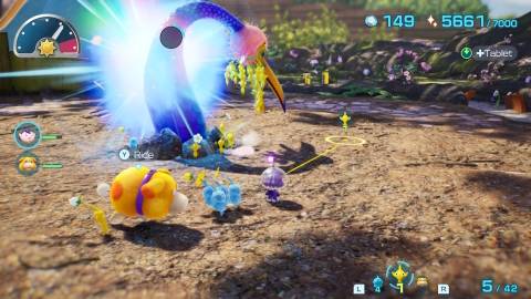 Attacking an enemy in Pikmin 4