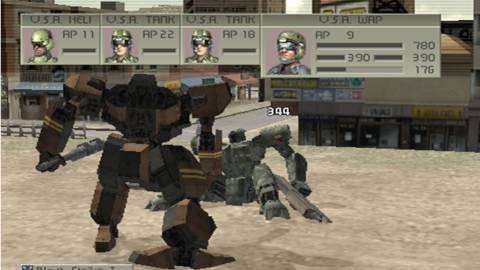 Attacking an enemy with melee in Front Mission 4 (PS2)